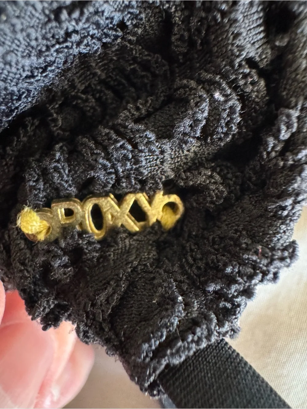 Roxy Black Swim Label Top Crochet, Gold ROXY on outside - Picture 4 of 9